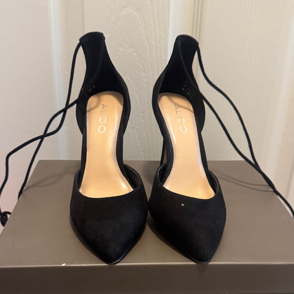 Aldo Black Lace-Up Heels